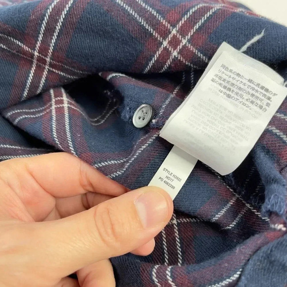 Madewell Navy Plaid Ruffle Yoke Blouse - Picture 8 of 9